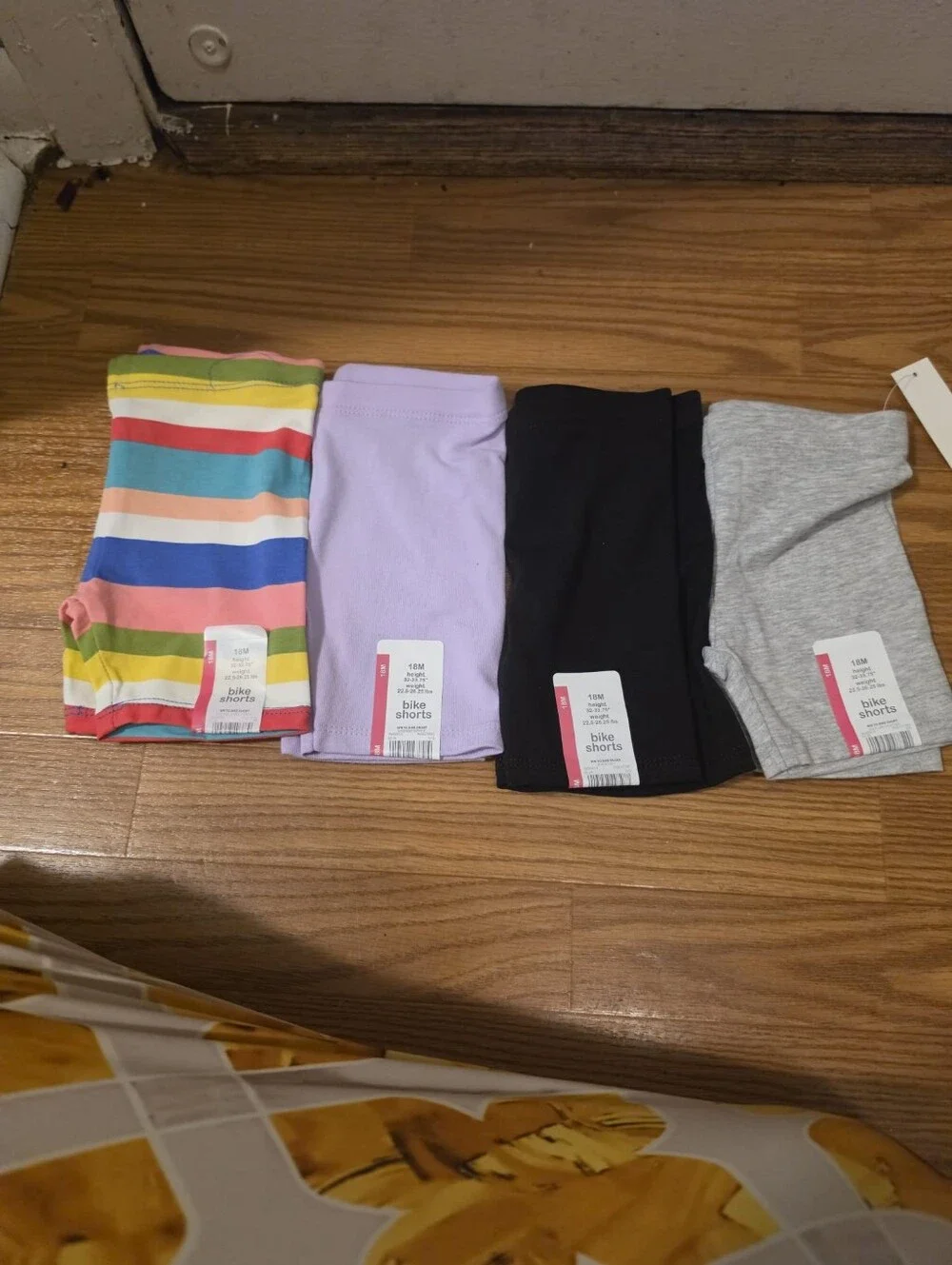 wonder nation Kids Bike Shorts - Multicolor Stripe, Lavender, Black, Gray